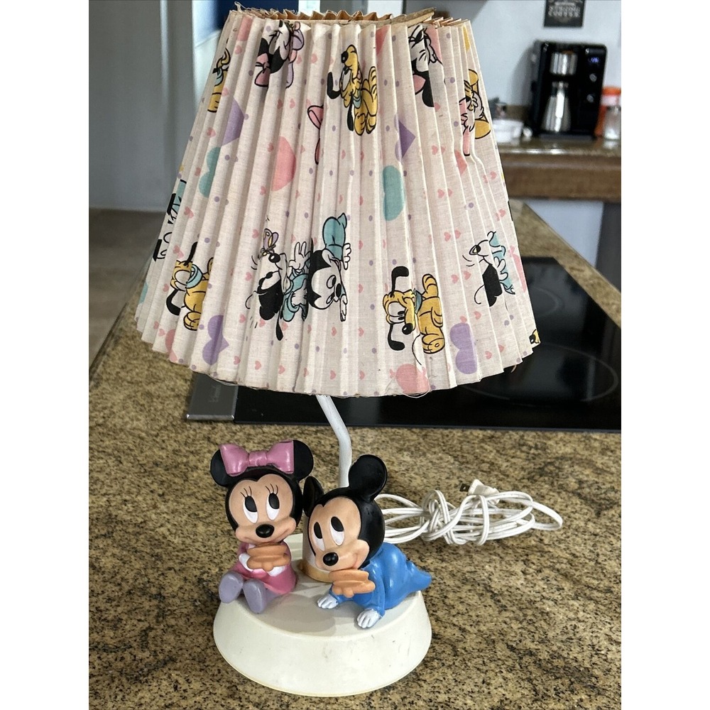 Vintage BABY MICKEY MINNIE MOUSE Child's Lamp by The Dolly Toy Company Works!